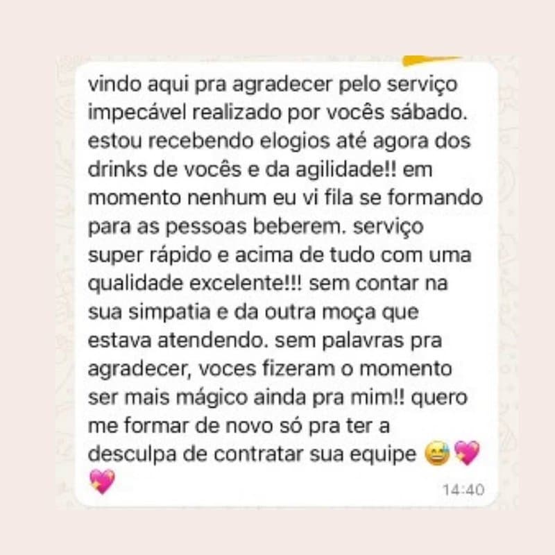 Print de depoimento real de cliente do Clube do Bartender