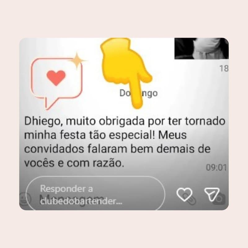Print de depoimento real de cliente do Clube do Bartender